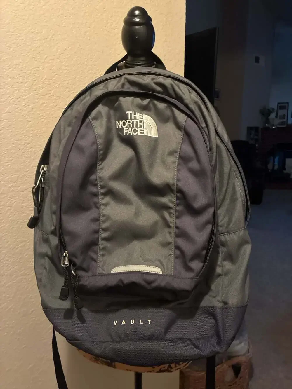 The North Face Vault Backpack in Gray and Navy